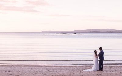 Anglesey wedding with sunset on the beach