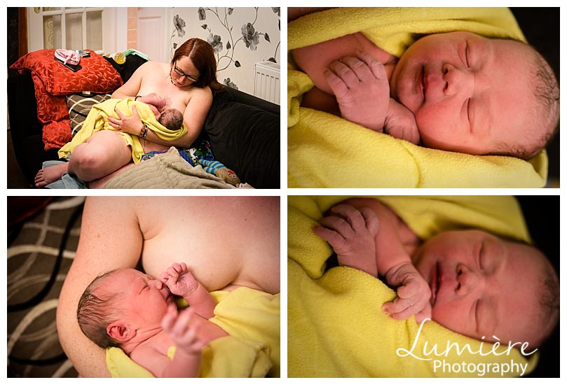 Birth photographer in Derby- Home birth - newborn with mum