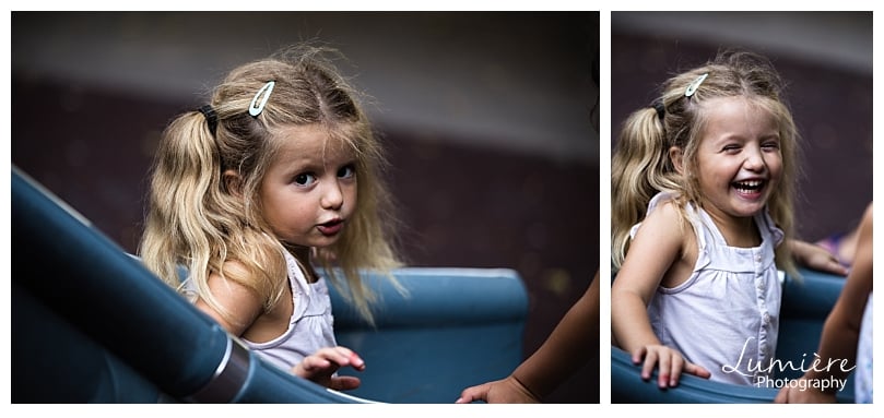 Family photoshoot at playground in summer in Spain