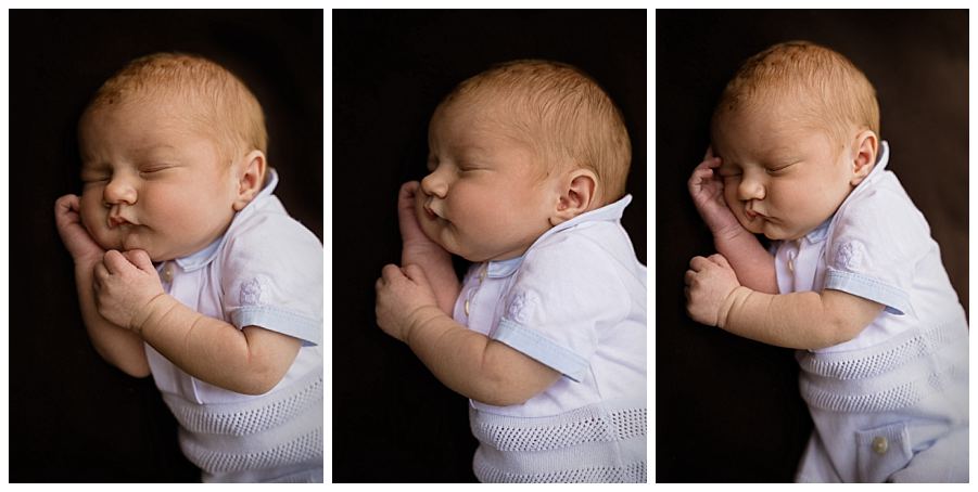 Outdoors newborn photoshoot at Whatton Gardens - baby asleep