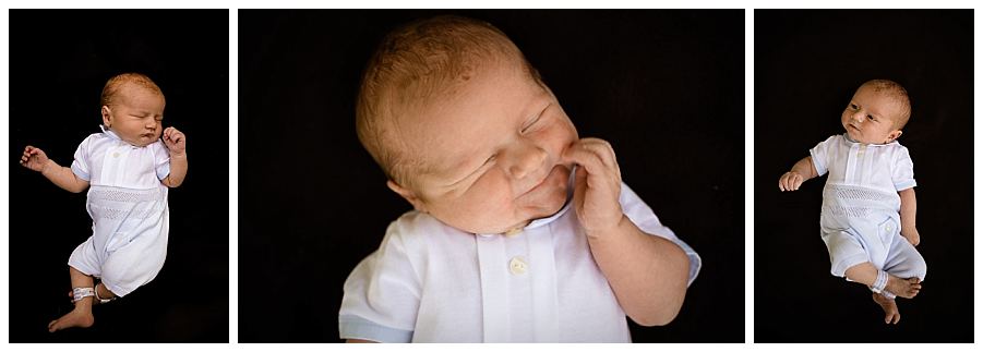 Outdoors newborn photoshoot at Whatton Gardens - baby awake