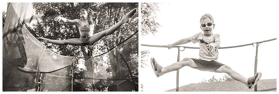 trampolining in the garden in Oadby